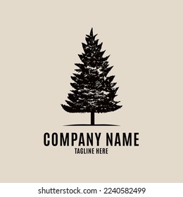 Pine tree vintage logo, icon and symbol, vector illustration design