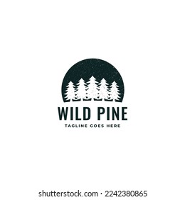 pine tree vintage logo vector template