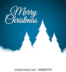 pine tree winter nature merry christmas icon. Blue background. Vector illustration