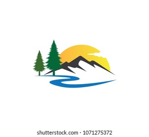 Pine Tree Woods Park Vector Icon Logo Design Template