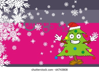 pine tree xmas cartoon background in vector format