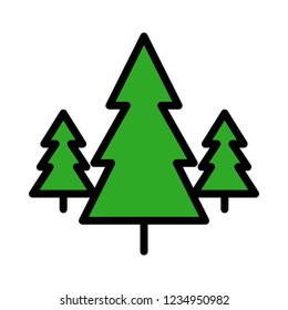 pine tree Xmas filed editable outline icon.