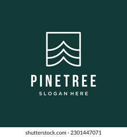 Pine tree,evergreen and mountain vintage logo.Logo for adventurer, camping, nature, badge and business.