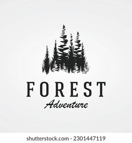 Pine tree,evergreen and mountain vintage logo.Logo for adventurer, camping, nature, badge and business.