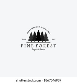 Pine TreeOutdoor Wildlife Adventure. Logo Vector Illustration Design Template Art