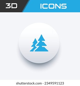 Pine trees 3-D icon, trees icon in white background, editable icon