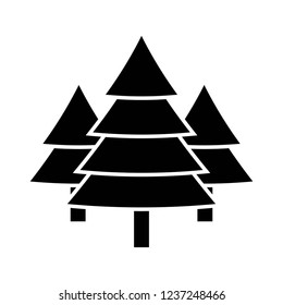 pine trees decoration merry Christmas solid icon.