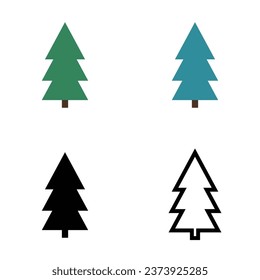 pine trees fir trees christmas trees flat design simple green blue black outline