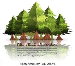 Pine Trees And Firs Background/
Illustration of mountains forest pine trees and firs background, for christmas or greeting card