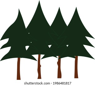 Los pinos en el bosque - Ilustración , icono, vector