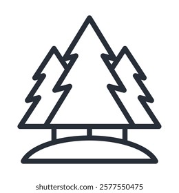 pine trees forest linear icon isolated