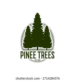 Pinienbäume Grüne Vintage Logo-Design-Vorlage Vektorillustration