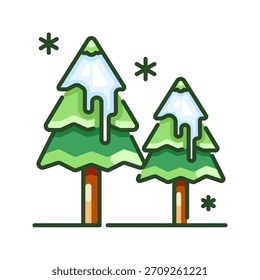 Icono de pinos. siempreverde, bosque, naturaleza, invierno, conífera, follaje, botánico, verde, madera. Ilustración de icono de Vector