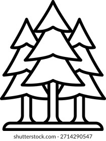 Pine Trees Icon: Forest Outline Vector Illustration