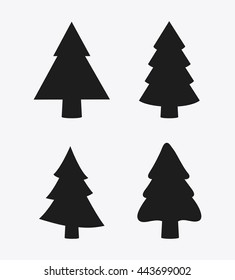 Pine trees icon set. Merry Christmas design. vector graphic
