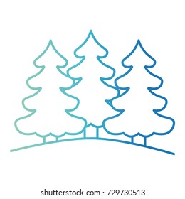 pine trees landscape on gradient color silhouette blue vector illustration