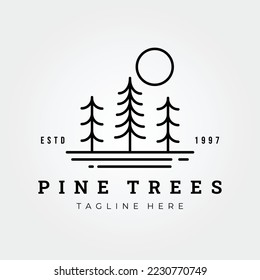 Pinien-Linien-Kunst, Logo, Vektorgrafik-Design, einfaches Logo-Konzept