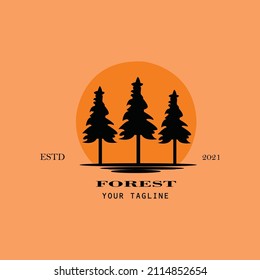 Pine trees logo design vector illustration. Forest logos.