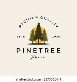 pine trees logo vector illustration icon symbol background label template design