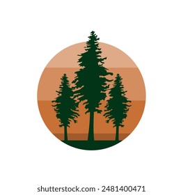 Pinos Árboles Luna Diseño de Logo Ilustración Vector eps formato adecuado para sus necesidades de diseño ilustración de logotipo animación etc