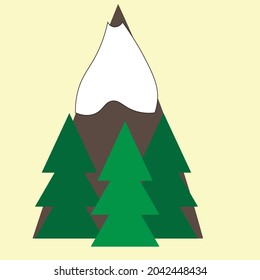 Pine trees with mountain on back 