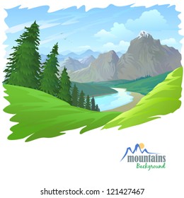 Pine Trees , Mountains and Green Hills