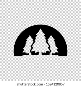 pine trees negative space on a semi-circular design vector