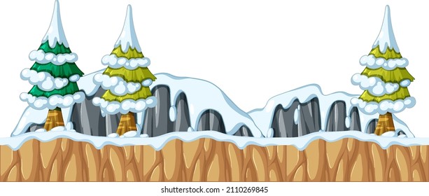 Pinienbäume auf dem Boden auf Cartoon-Art