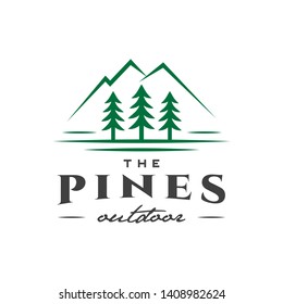 pine trees outdoor landscaping logo icon vector template