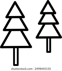 Pine trees outline icon. Fir tree forest  vector icon. Replaceable vector design.