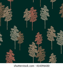 pine trees seamless pattern. forest background vector illustration