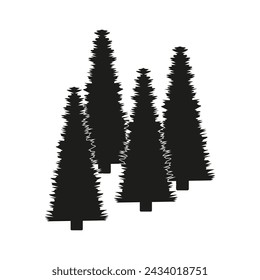Pine trees silhouette. Abstract, black. Nature conservation. Vector illustration. EPS 10.