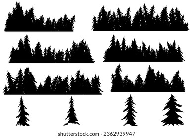pine trees silhouette. forest background