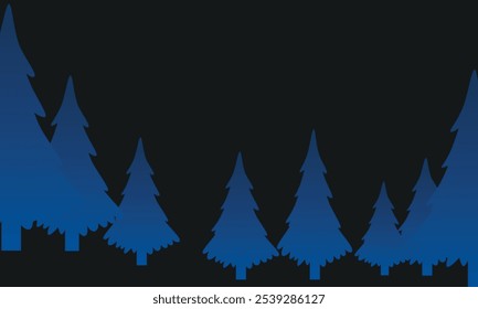Ilustración de silueta de pinos en blanco.
