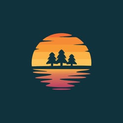 Pinienbäume Silhouette Logo-Design Vektorgrafik