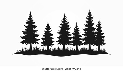 Arte vectorial de silueta de pinos