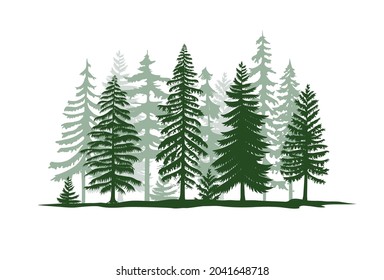 pine trees silhouette vector isolated white background