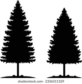 Pine trees Silhouette vector Set collection on white background, Vector illustration.