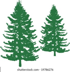 Pine Trees Silhouettes Realistic Looking Vector Stock Vector (Royalty ...