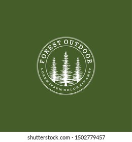 Pine trees spruce cedar nature evergreen environment vintage simple logo design, park outdoor forest wildlife mountain hill element.