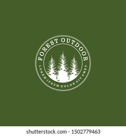 Pine trees spruce cedar nature evergreen environment vintage simple logo design, park outdoor forest wildlife mountain hill element.