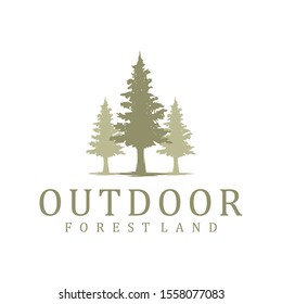 Pine trees spruce cedar nature evergreen environment vintage simple logo design, park outdoor forest wildlife mountain hill element.