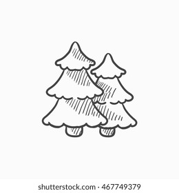 Pine trees vector sketch icon isolated on background. Hand drawn Pine trees icon. Pine trees sketch icon for infographic, website or app.