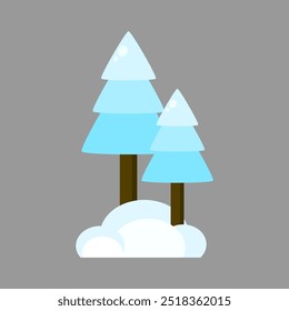 pine trees in winter. winter. frozen tree. snow. vector illustration. flat style. plant theme. winter theme. season theme