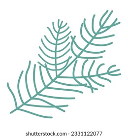 Ilustración vectorial de pino, rama de pino verde sobre fondo blanco.