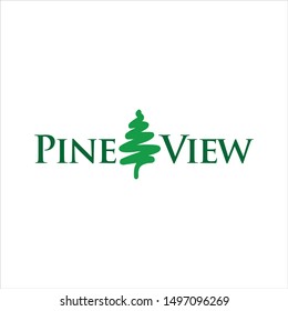 Pine View Logo. Cedar Symbol. Tree Icon Vector Eps 10.