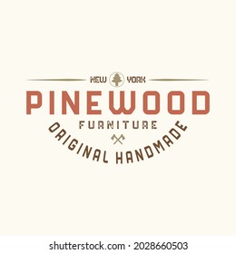 Pine Wood Design Element in Vintage Style for Logotype, Label, Badge, shirts and other design. Furniture, retro vector illustration.