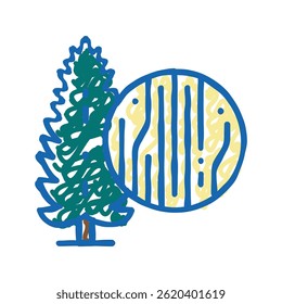 pine wood doodle icon sketch vector. pine wood sign. isolated symbol illustration