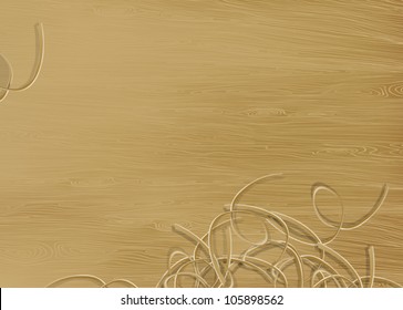 Pine wood texture with shavings. Vector illustration, EPS 10