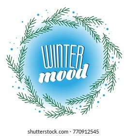 Pine wreath on a blue background